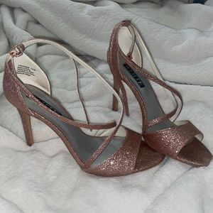 Only worn one time, Vera Wang pink sparkly heels with ankle wrap